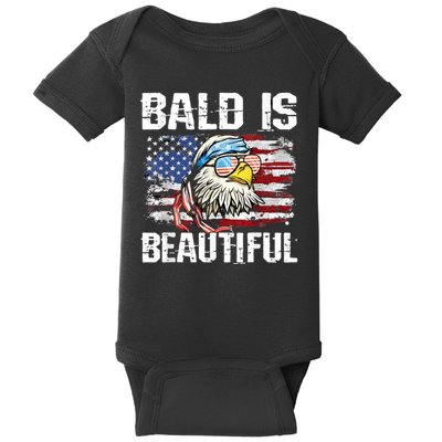 Bald Is Beautiful 4th Of July Independence Day Bald Eagle Baby Bodysuit