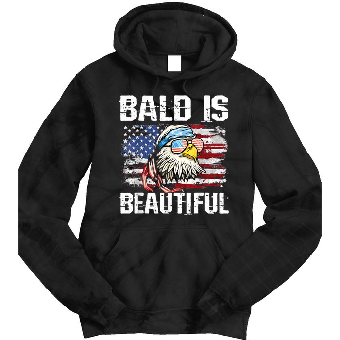 Bald Is Beautiful 4th Of July Independence Day Bald Eagle Tie Dye Hoodie