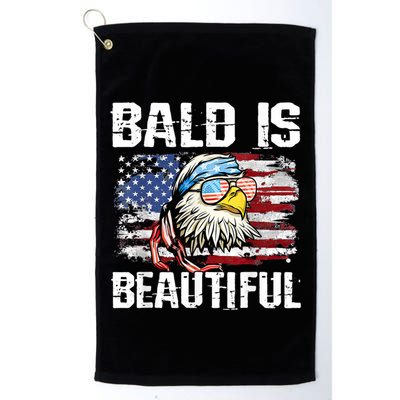 Bald Is Beautiful 4th Of July Independence Day Bald Eagle Golf Towel