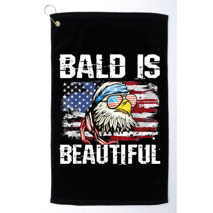 Bald Is Beautiful 4th Of July Independence Day Bald Eagle Golf Towel