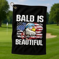 Bald Is Beautiful 4th Of July Independence Day Bald Eagle Golf Towel