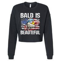 Bald Is Beautiful 4th Of July Independence Day Bald Eagle Cropped Pullover Crew