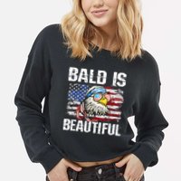 Bald Is Beautiful 4th Of July Independence Day Bald Eagle Cropped Pullover Crew