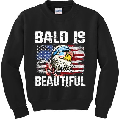 Bald Is Beautiful 4th Of July Independence Day Bald Eagle Kids Sweatshirt
