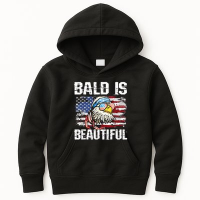 Bald Is Beautiful 4th Of July Independence Day Bald Eagle Kids Hoodie