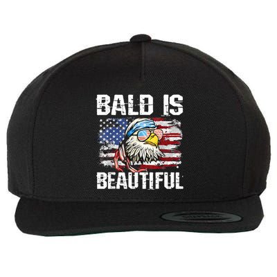 Bald Is Beautiful 4th Of July Independence Day Bald Eagle Wool Snapback Cap