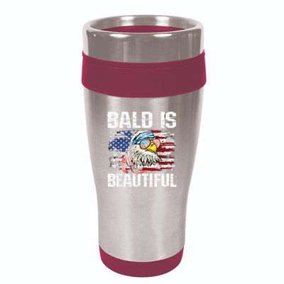 Bald Is Beautiful 4th Of July Independence Day Bald Eagle 16oz Travel Tumbler