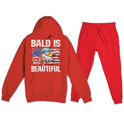 Bald Is Beautiful 4th Of July Independence Day Bald Eagle Premium Hooded Sweatsuit Set