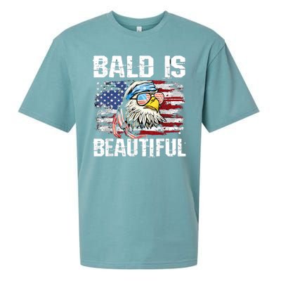 Bald Is Beautiful 4th Of July Independence Day Bald Eagle Sueded Cloud Jersey T-Shirt