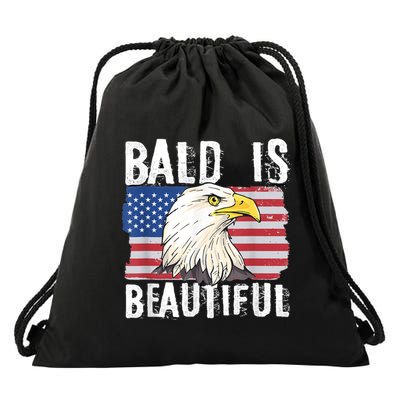 Bald Is Beautiful 4th Of July Independence Day Bald Eagle Drawstring Bag