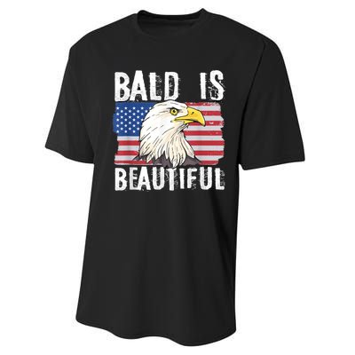 Bald Is Beautiful 4th Of July Independence Day Bald Eagle Performance Sprint T-Shirt