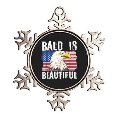 Bald Is Beautiful 4th Of July Independence Day Bald Eagle Metallic Star Ornament