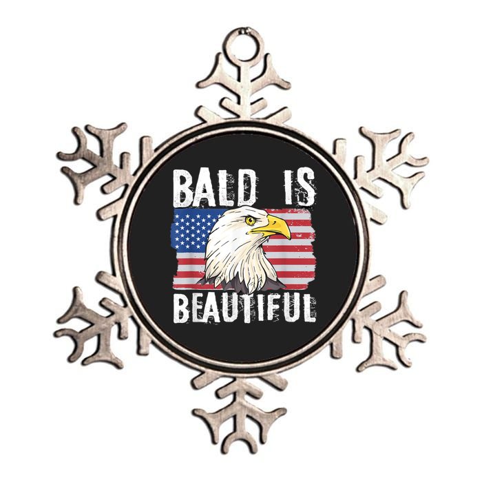 Bald Is Beautiful 4th Of July Independence Day Bald Eagle Metallic Star Ornament