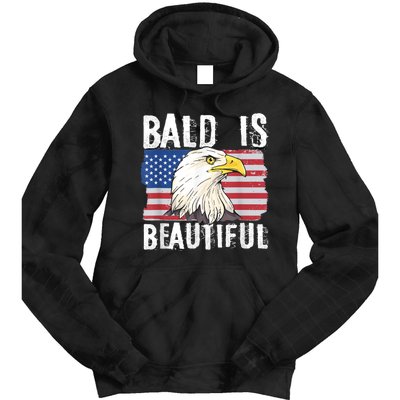 Bald Is Beautiful 4th Of July Independence Day Bald Eagle Tie Dye Hoodie