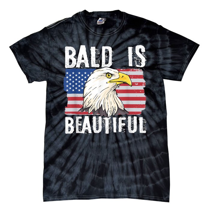 Bald Is Beautiful 4th Of July Independence Day Bald Eagle Tie-Dye T-Shirt