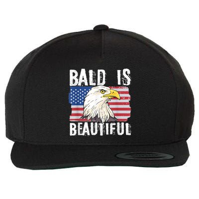 Bald Is Beautiful 4th Of July Independence Day Bald Eagle Wool Snapback Cap
