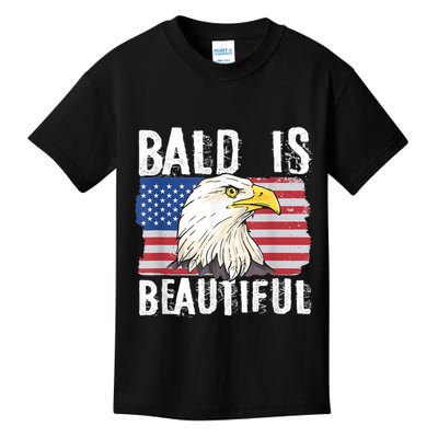 Bald Is Beautiful 4th Of July Independence Day Bald Eagle Kids T-Shirt