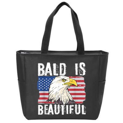 Bald Is Beautiful 4th Of July Independence Day Bald Eagle Zip Tote Bag