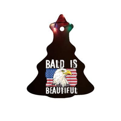 Bald Is Beautiful 4th Of July Independence Day Bald Eagle Ceramic Tree Ornament