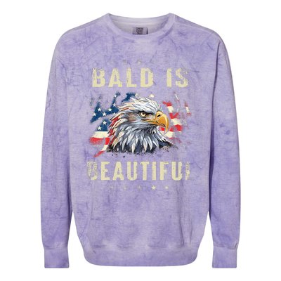 Bald Is Beautiful 4th Of July Independence Day America Eagle Colorblast Crewneck Sweatshirt