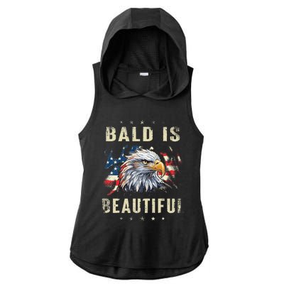 Bald Is Beautiful 4th Of July Independence Day America Eagle Ladies PosiCharge Tri-Blend Wicking Draft Hoodie Tank