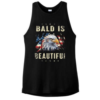 Bald Is Beautiful 4th Of July Independence Day America Eagle Ladies PosiCharge Tri-Blend Wicking Tank