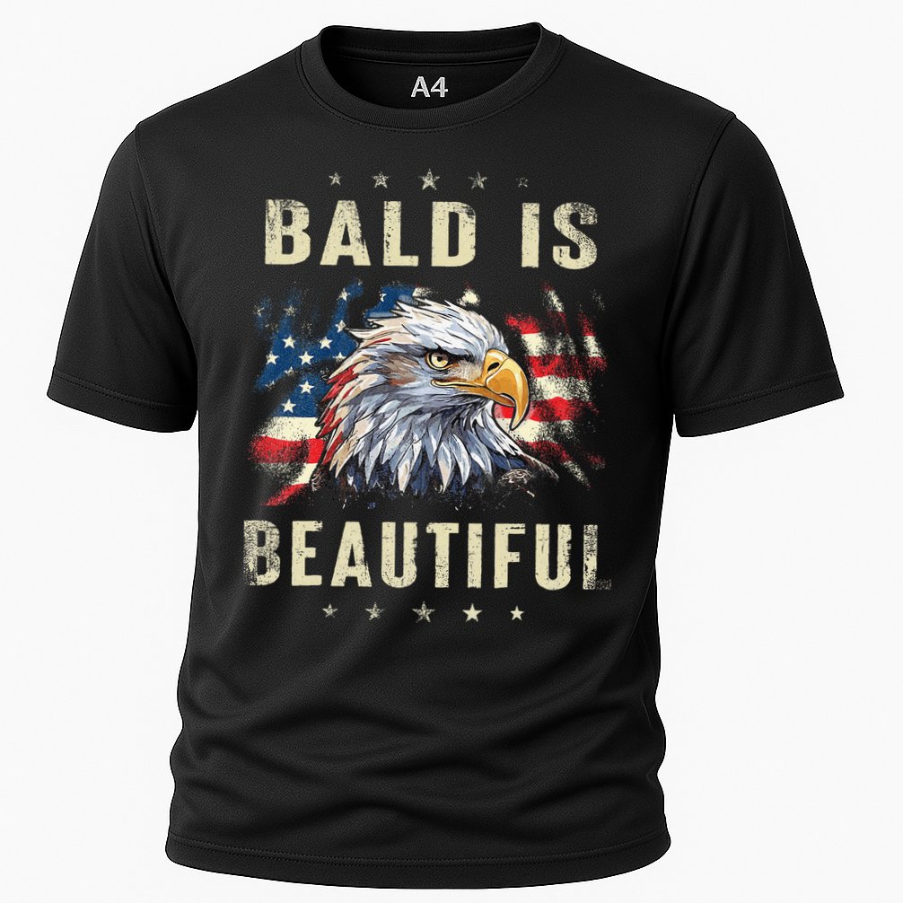 Bald Is Beautiful 4th Of July Independence Day America Eagle Cooling Performance Crew T-Shirt