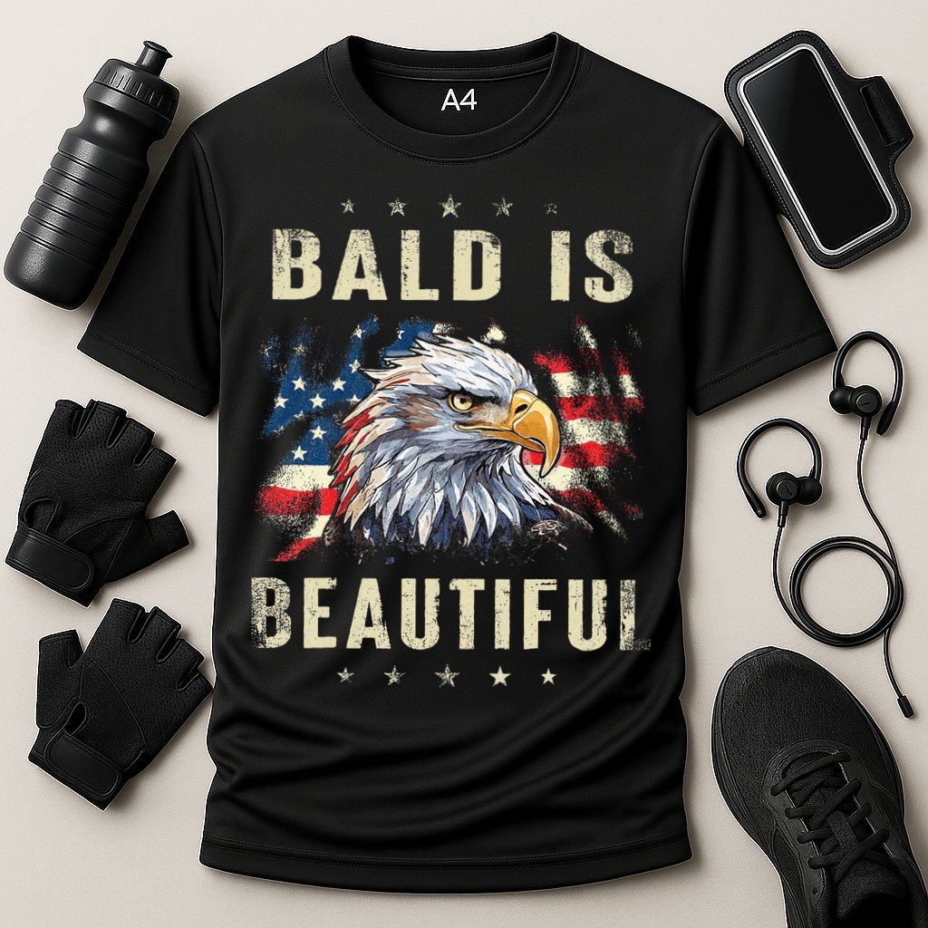 Bald Is Beautiful 4th Of July Independence Day America Eagle Cooling Performance Crew T-Shirt