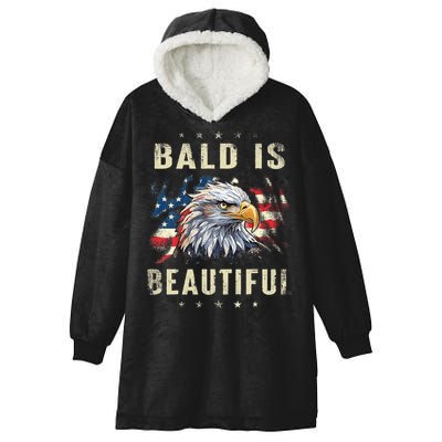 Bald Is Beautiful 4th Of July Independence Day America Eagle Hooded Wearable Blanket