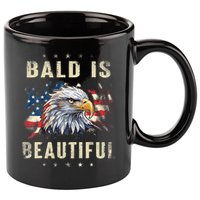 Bald Is Beautiful 4th Of July Independence Day America Eagle 11oz C Handle Ceramic Mug