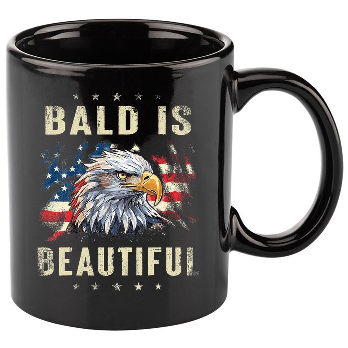 Bald Is Beautiful 4th Of July Independence Day America Eagle 11oz C Handle Ceramic Mug