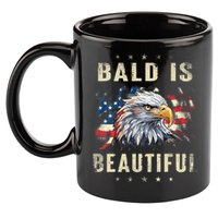 Bald Is Beautiful 4th Of July Independence Day America Eagle 11oz C Handle Ceramic Mug