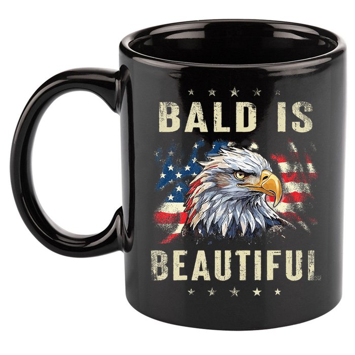 Bald Is Beautiful 4th Of July Independence Day America Eagle 11oz C Handle Ceramic Mug