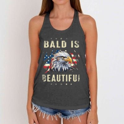 Bald Is Beautiful 4th Of July Independence Day America Eagle Women's Knotted Racerback Tank