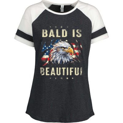 Bald Is Beautiful 4th Of July Independence Day America Eagle Enza Ladies Jersey Colorblock Tee