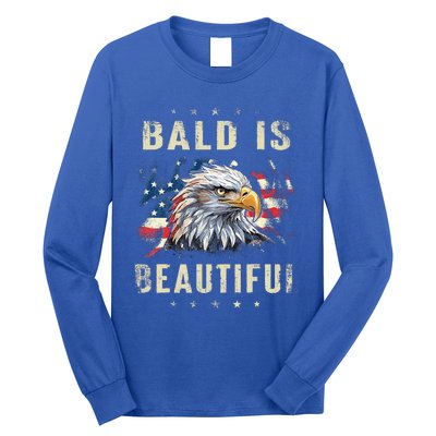 Bald Is Beautiful 4th Of July Independence Day America Eagle Long Sleeve Shirt