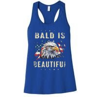 Bald Is Beautiful 4th Of July Independence Day America Eagle Women's Racerback Tank