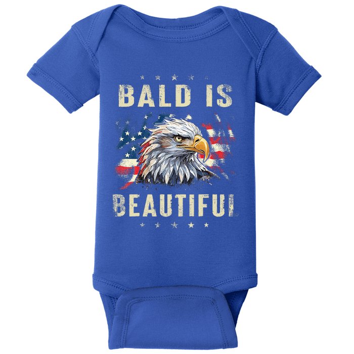 Bald Is Beautiful 4th Of July Independence Day America Eagle Baby Bodysuit