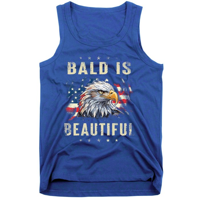 Bald Is Beautiful 4th Of July Independence Day America Eagle Tank Top