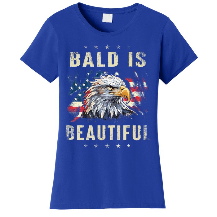 Bald Is Beautiful 4th Of July Independence Day America Eagle Women's T-Shirt