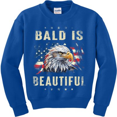 Bald Is Beautiful 4th Of July Independence Day America Eagle Kids Sweatshirt