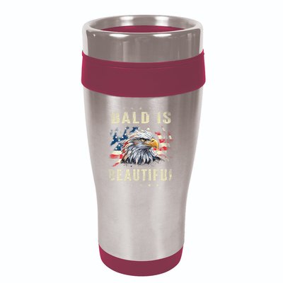 Bald Is Beautiful 4th Of July Independence Day America Eagle 16oz Travel Tumbler