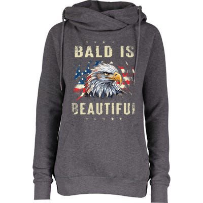 Bald Is Beautiful 4th Of July Independence Day America Eagle Womens Funnel Neck Pullover Hood