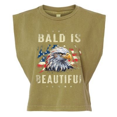 Bald Is Beautiful 4th Of July Independence Day America Eagle Garment-Dyed Women's Muscle Tee