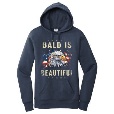 Bald Is Beautiful 4th Of July Independence Day America Eagle Women's Pullover Hoodie