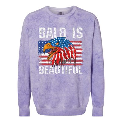 Bald Is Beautiful 4th Of July Independence Day Bald Colorblast Crewneck Sweatshirt