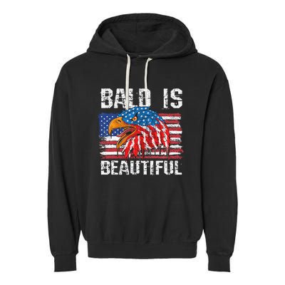 Bald Is Beautiful 4th Of July Independence Day Bald Garment-Dyed Fleece Hoodie