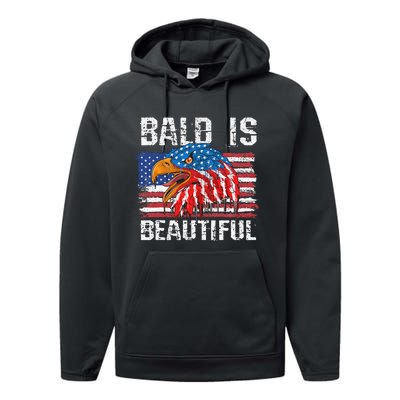 Bald Is Beautiful 4th Of July Independence Day Bald Performance Fleece Hoodie