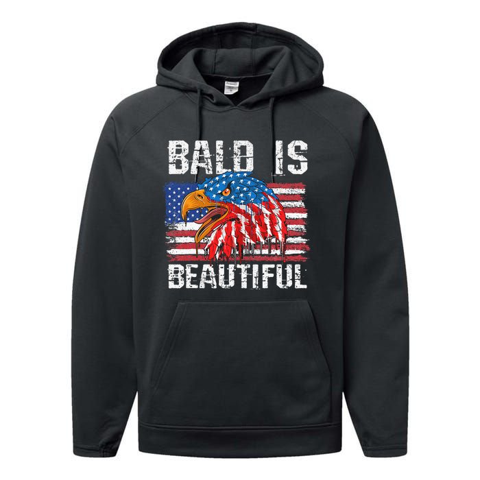 Bald Is Beautiful 4th Of July Independence Day Bald Performance Fleece Hoodie