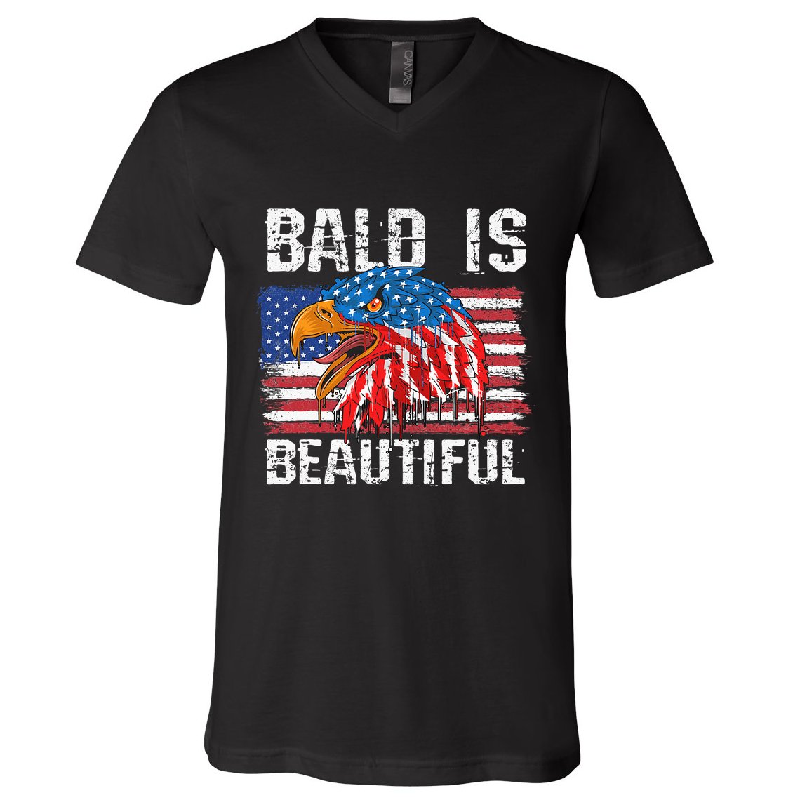 Bald Is Beautiful 4th Of July Independence Day Bald V-Neck T-Shirt